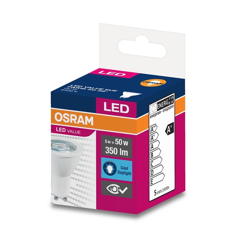 LED Крушка Osram Kрушка LED, GU10, 5W, 230V, 350 lm, 6500Kна ниска цена с бърза доставка - BestPC.BG