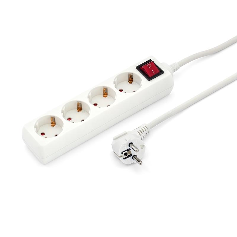 Контакт Разклонител, 4 гнезда, 3 m кабел, с ключна ниска цена с бърза доставка - BestPC.BG