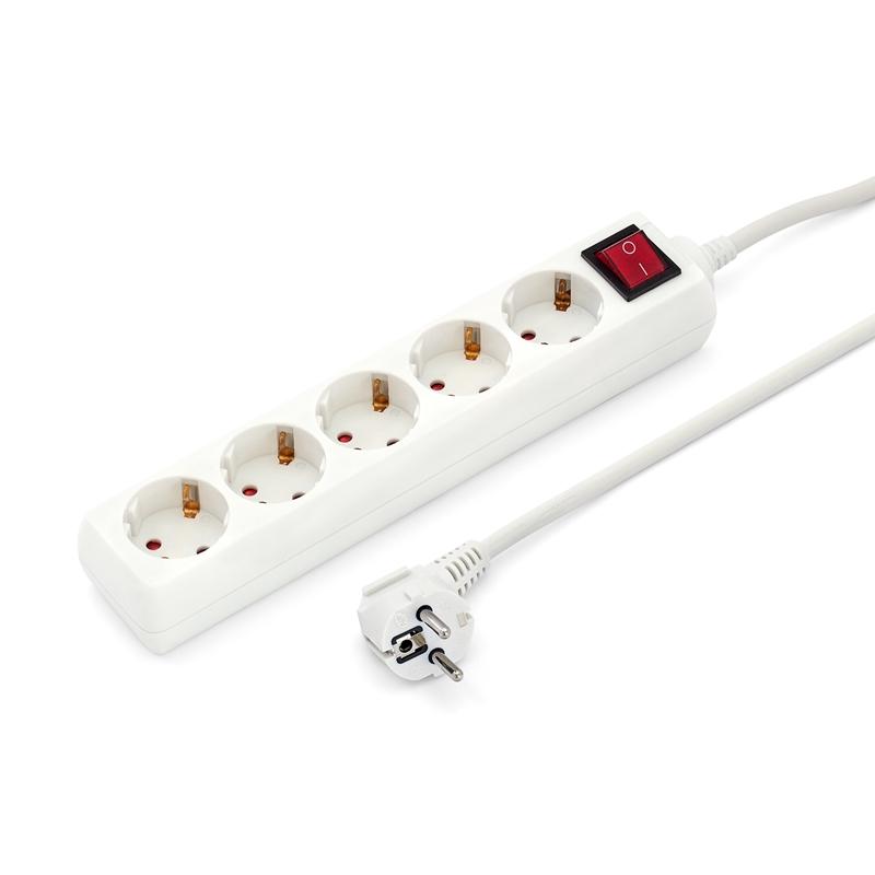 Контакт Разклонител, 5 гнезда, 3 m кабел, с ключна ниска цена с бърза доставка - BestPC.BG