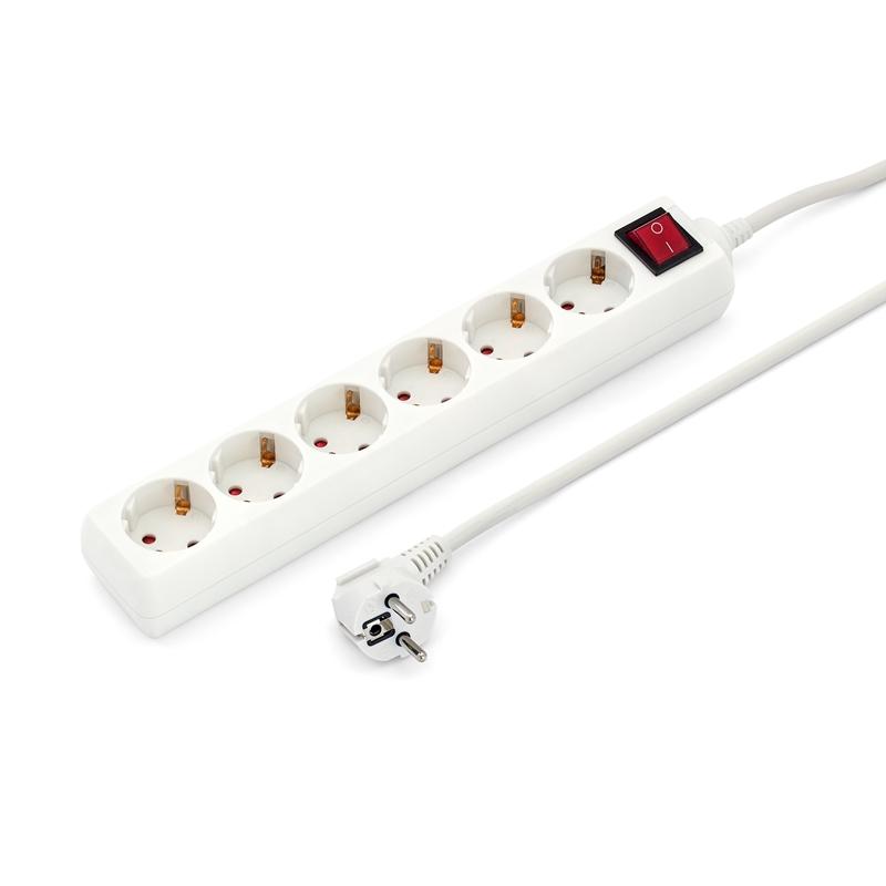 Контакт Разклонител, 6 гнезда, 3 m кабел, с ключна ниска цена с бърза доставка - BestPC.BG