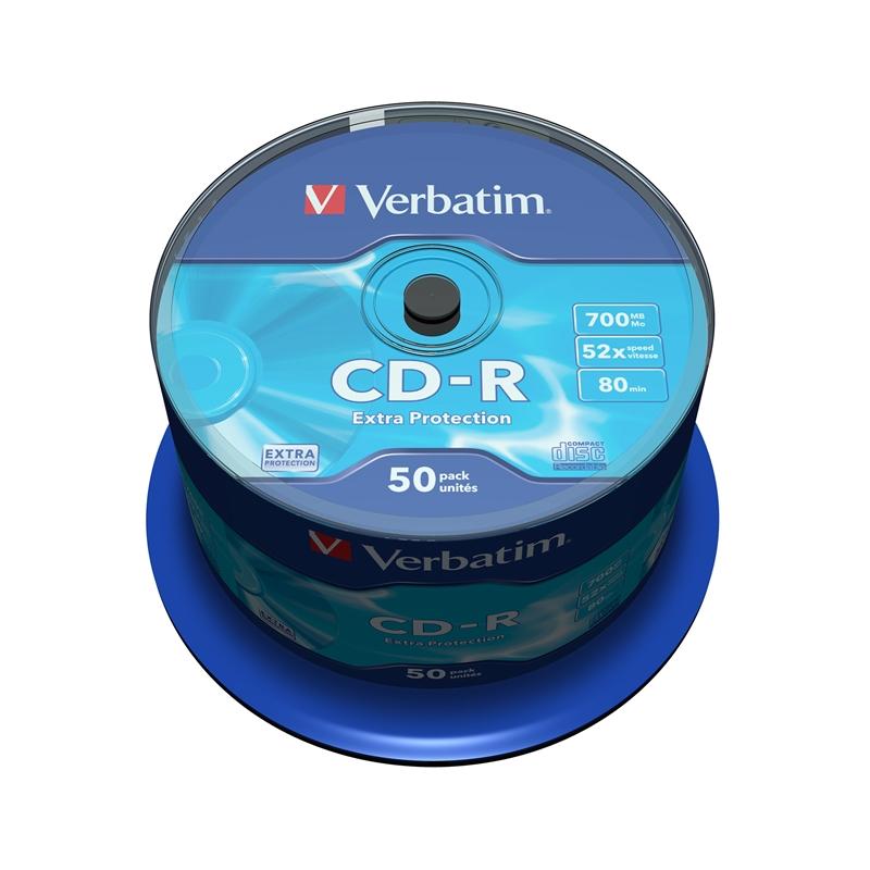 Продукт Verbatim CD-R, 700 MB, 52x, със защитно покритие, 50 броя в шпинделна ниска цена с бърза доставка - BestPC.BG