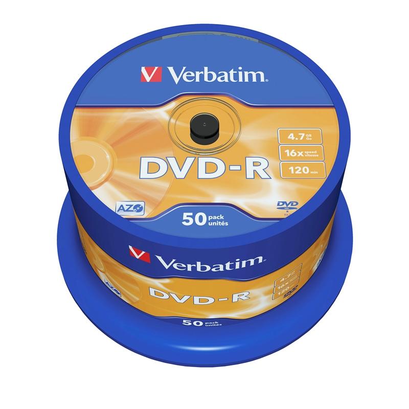 Продукт Verbatim DVD-R, 4.7 GB, 16x, AZO покритие, 50 броя в шпинделна ниска цена с бърза доставка - BestPC.BG