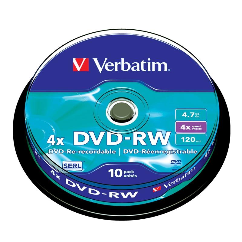 Продукт Verbatim DVD-RW, презаписваем, 4.7 GB, 4x, 10 броя в шпинделна ниска цена с бърза доставка - BestPC.BG