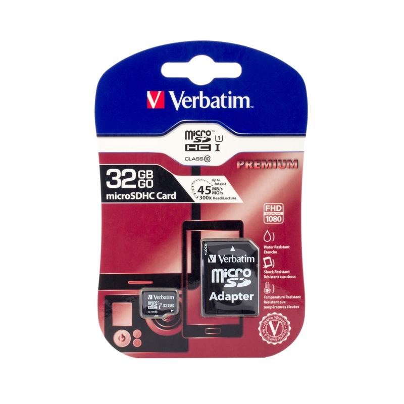Verbatim microSDHC, UHS-I, U1, Class 10, 32 GB, с включен SD адаптерна ниска цена с бърза доставка - BestPC.BG