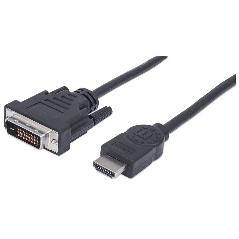 Кабел/адаптер Manhattan Преходник HDMI MALE към DVI-D 24+1 MALE, 1.8 mна ниска цена с бърза доставка - BestPC.BG