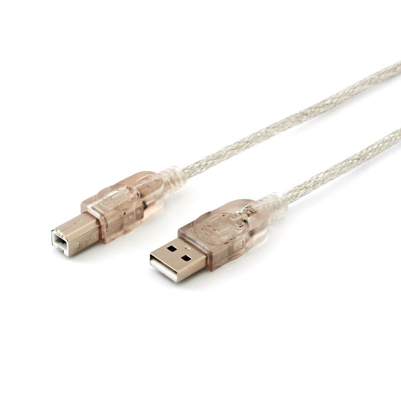 Manhattan Кабел, USB 2.0 A Male - USB 2.0 B Male, 1.8 m, прозраченна ниска цена с бърза доставка - BestPC.BG