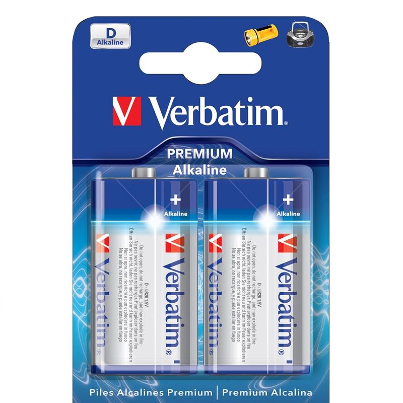 Verbatim Алкална батерия, D, LR20, 1.5 V, 2 брояна ниска цена с бърза доставка - BestPC.BG