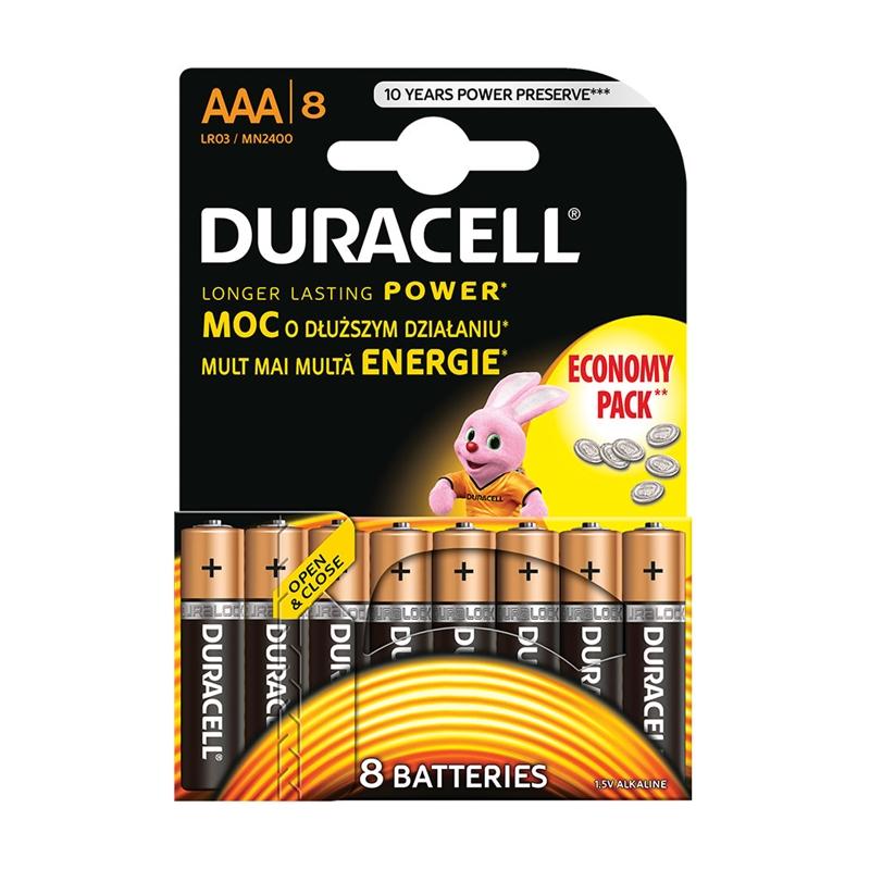 Duracell Алкална батерия, AAA, LR6, 1.5 V, 8 брояна ниска цена с бърза доставка - BestPC.BG