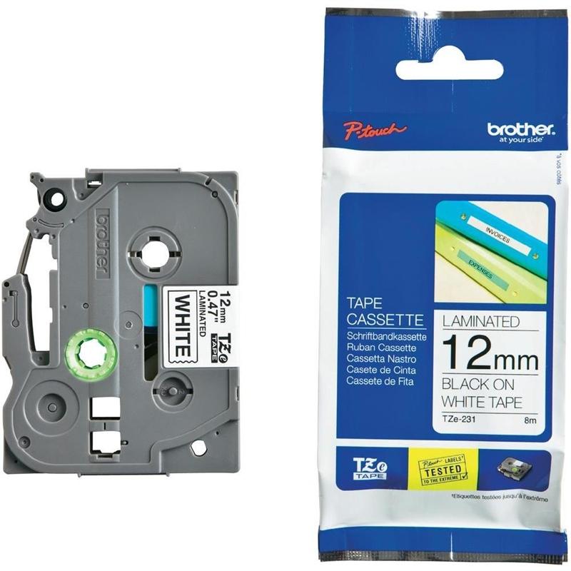 Касета за етикетен принтер Brother Лента TZЕ231, черен печат върху бяла лента, 12 mmна ниска цена с бърза доставка - BestPC.BG