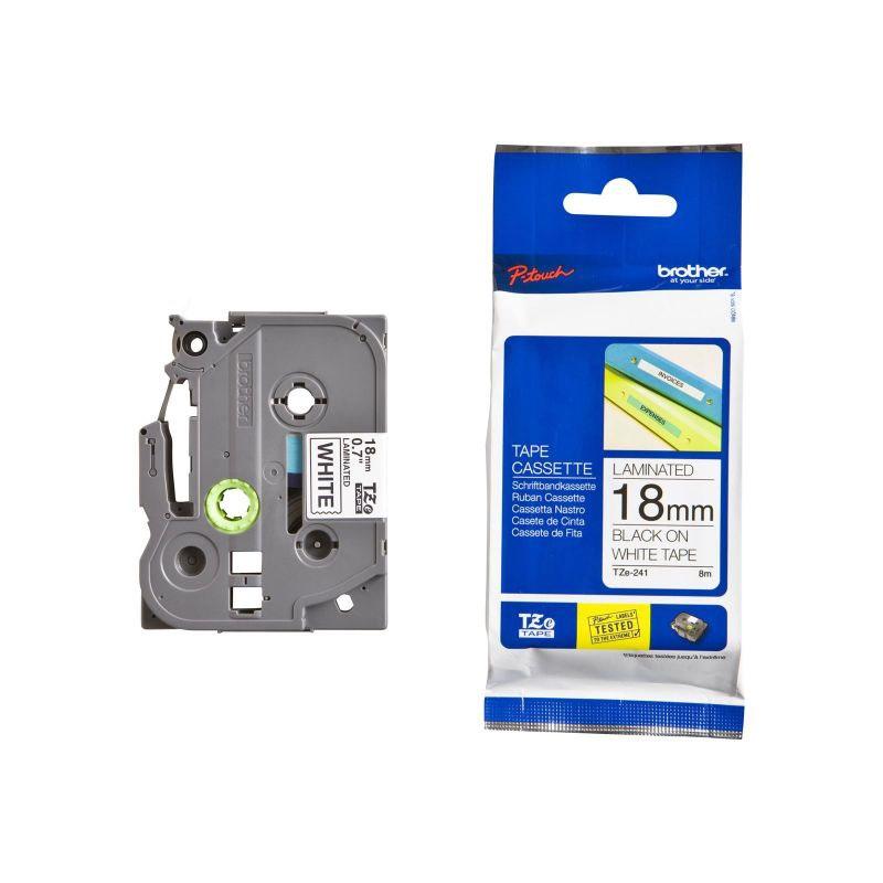 Касета за етикетен принтер Brother Лента TZe-241, 18 mm x 8 m, за черен печат върху бяла лентана ниска цена с бърза доставка - BestPC.BG