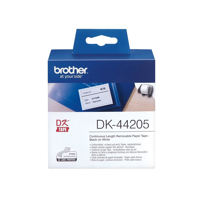 Касета за етикетен принтер Brother Лента DK44205, 62 mm x 8 m, за черен печат върху бяла лентана ниска цена с бърза доставка - BestPC.BG