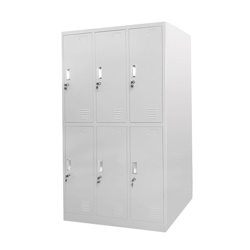 Гардероб RFG, метален, троен, с шест отделения, 185 x 90 x 45 cm, сив, врати със сив цвятна ниска цена с бърза доставка - BestPC.BG