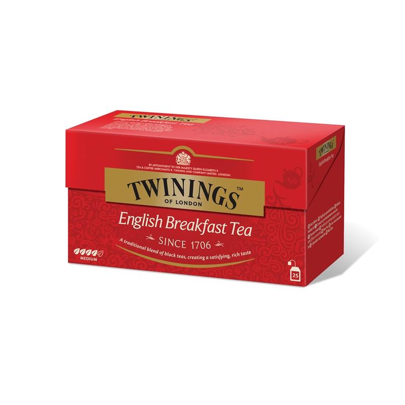Twinings Чай „Английска закуска“, черен, 2 g, в пакетче, 25 брояна ниска цена с бърза доставка - BestPC.BG
