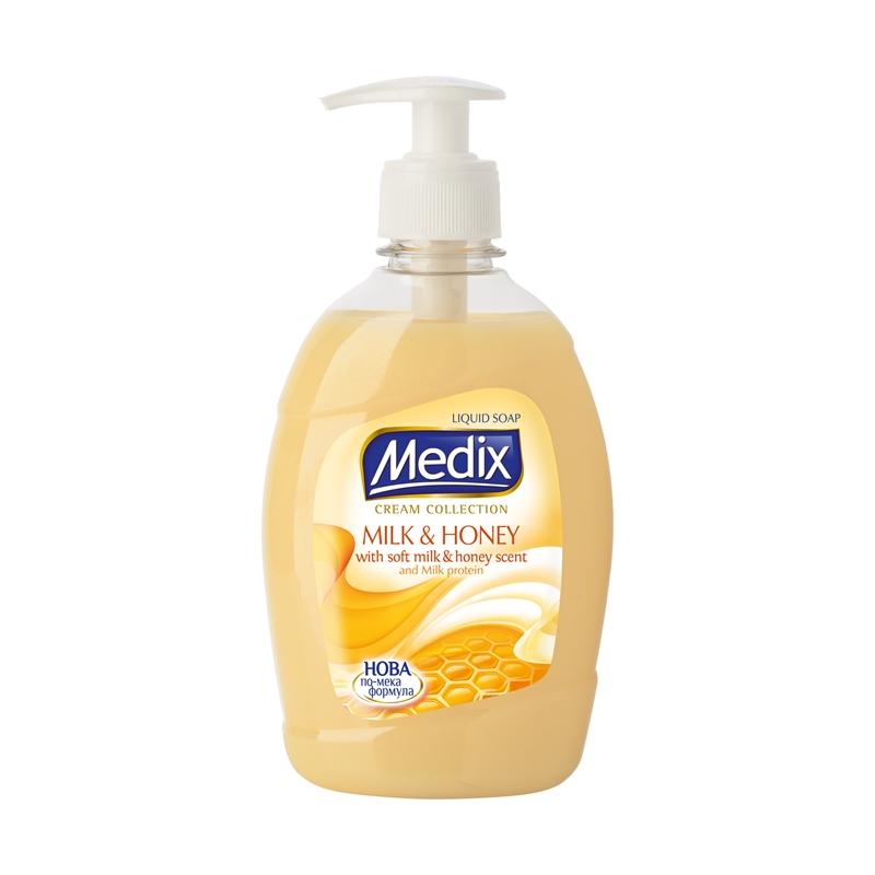 Почистващ продукт Medix Течен сапун Cream Milk & Honey, с помпа, 400 ml, оранжевна ниска цена с бърза доставка - BestPC.BG