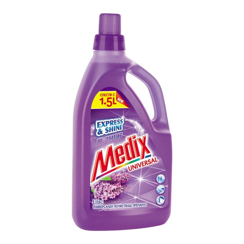 Почистващ продукт Medix Препарат за почистване Express & Shine, универсален, люляк, 1.4 L, виолетовна ниска цена с бърза доставка - BestPC.BG