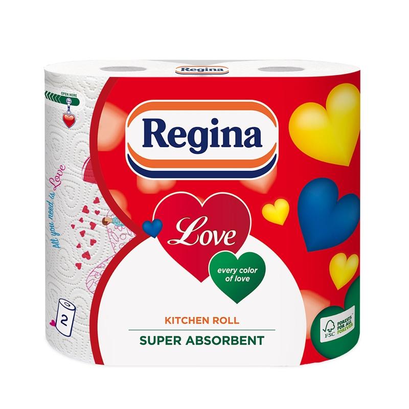 Почистващ продукт Regina Кухненска ролка Love Decorated, целулоза, трипластова, 175 g, 2 брояна ниска цена с бърза доставка - BestPC.BG