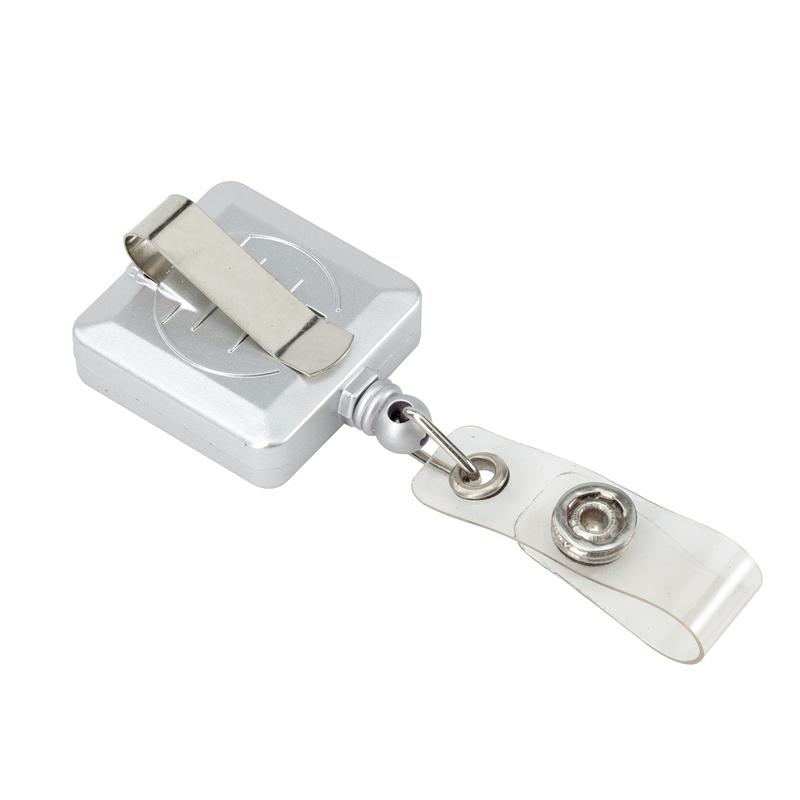 Продукт Ретрактор, ролетен държач за бадж, с клипс, квадратен, сребрист, 50 брояна ниска цена с бърза доставка - BestPC.BG