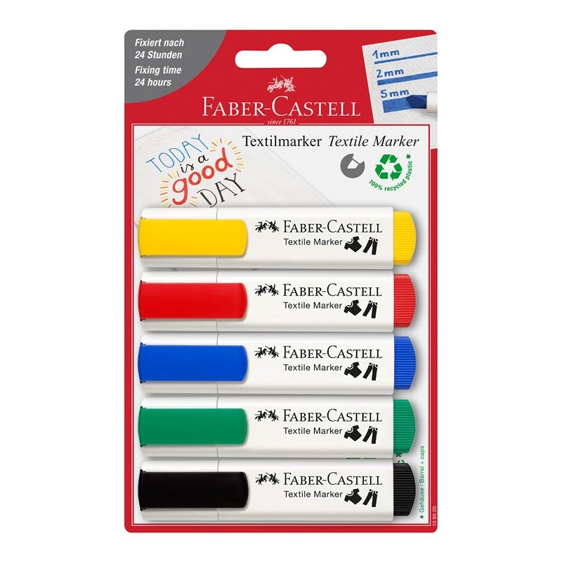 Faber-Castell Маркер за текстил ''Стандарт'', 5 цвятана ниска цена с бърза доставка - BestPC.BG