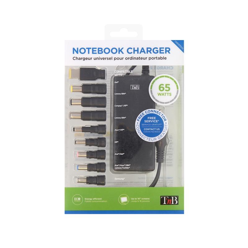 TNB Зарядно за лаптоп Еasyline, универсално, 65W, с 9 накрайникана ниска цена с бърза доставка - BestPC.BG