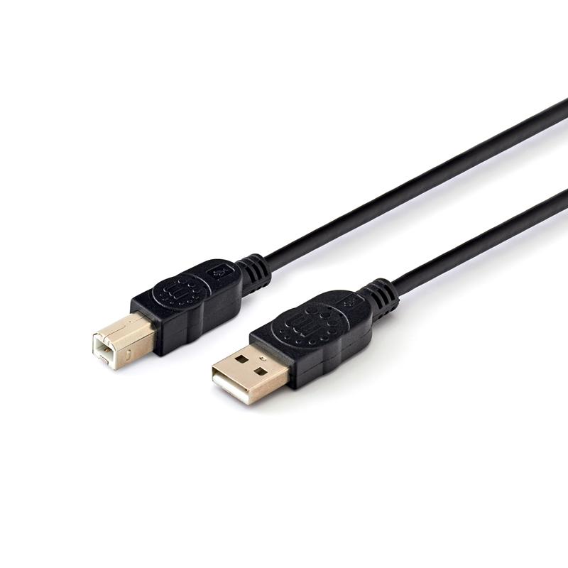 Manhattan Кабел, USB 2.0 A Male - USB 2.0 B Male, 3 mна ниска цена с бърза доставка - BestPC.BG