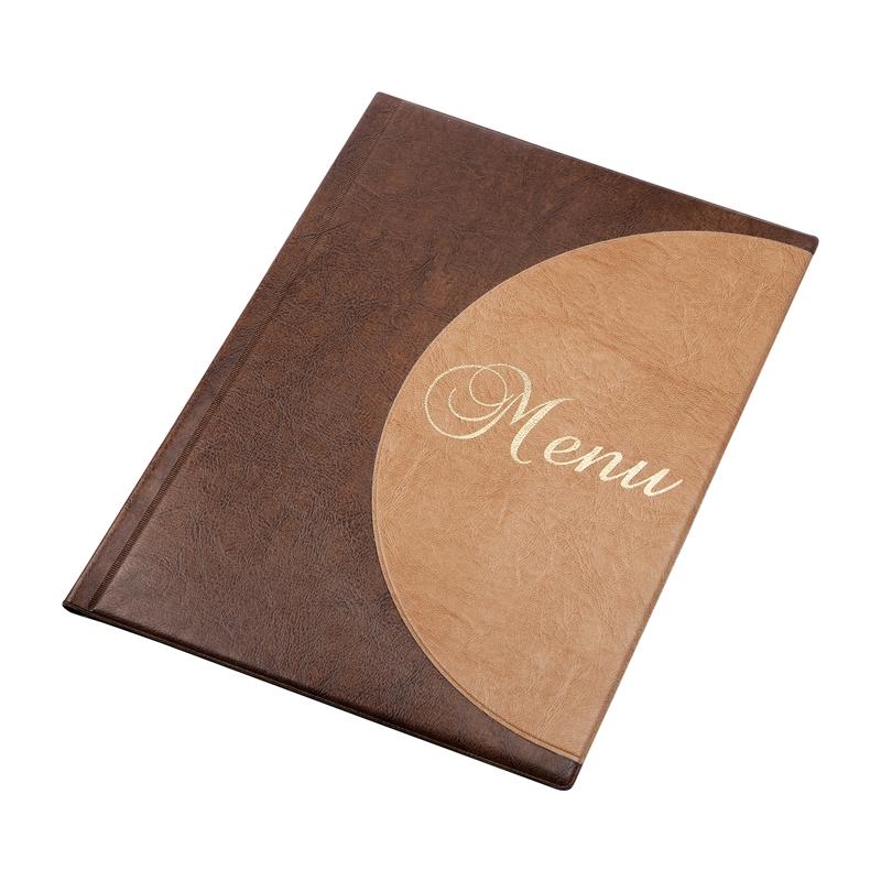 Папка за меню, A4, винилова, 6 джоба, кафяво и бежовона ниска цена с бърза доставка - BestPC.BG