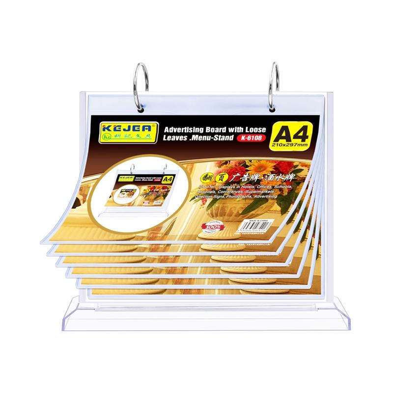 KEJEA Поставка за меню, с рингове, хоризонтална, A4, прозрачнана ниска цена с бърза доставка - BestPC.BG