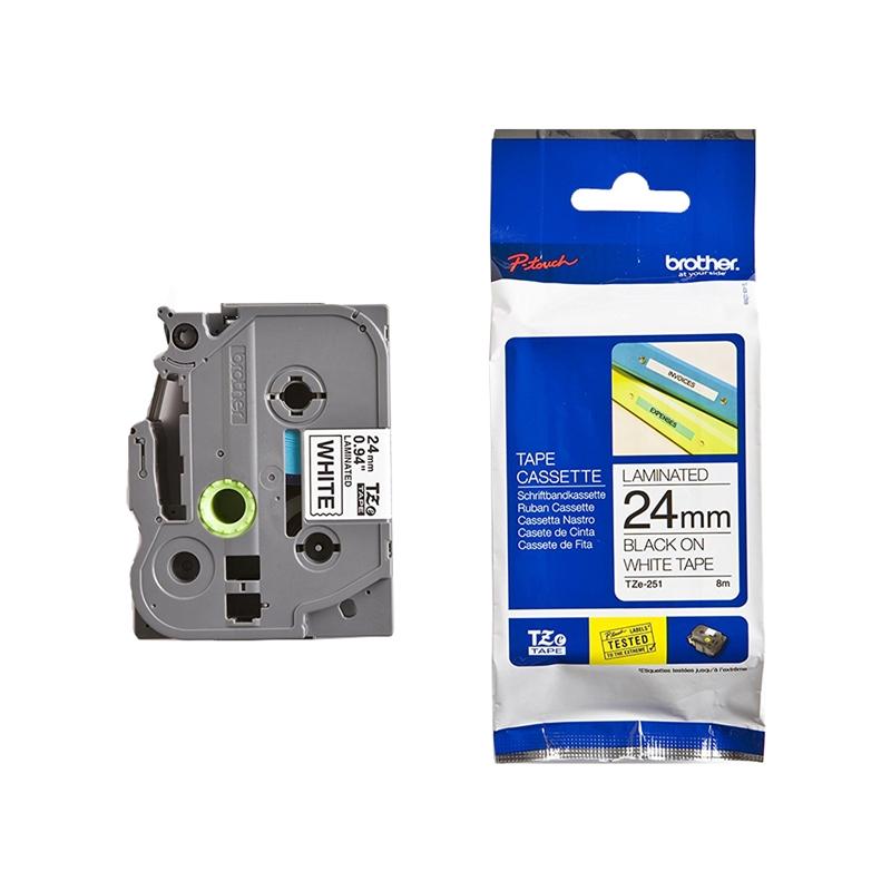 Касета за етикетен принтер Brother Лента TZE251, черен печат върху бяла лента, 24 mmна ниска цена с бърза доставка - BestPC.BG