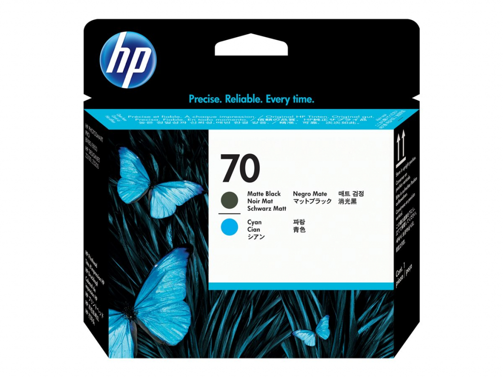 Касета с мастило HP 70 original printhead C9404A matte black and cyan standard capacity 1-packна ниска цена с бърза доставка - BestPC.BG
