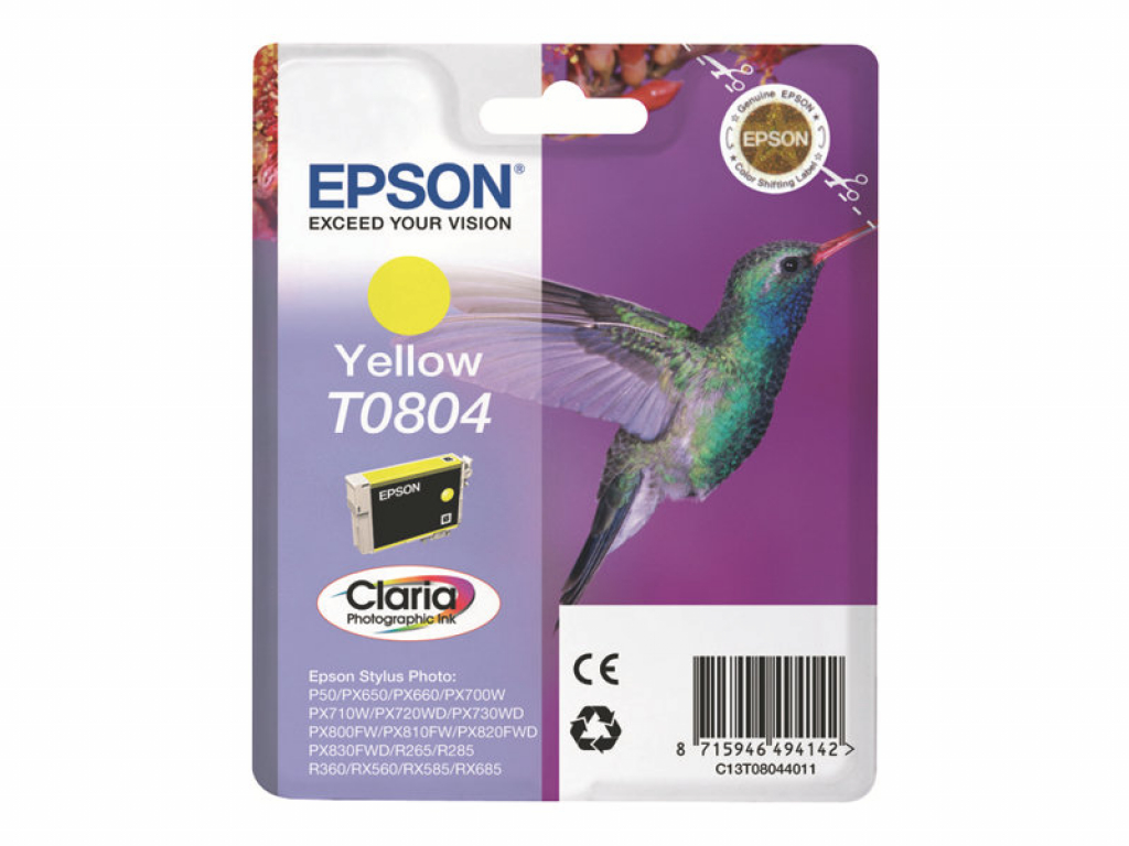 Касета с мастило EPSON T0804 ink cartridge yellow standard capacity 7.4ml 520 pages 1-packна ниска цена с бърза доставка - BestPC.BG