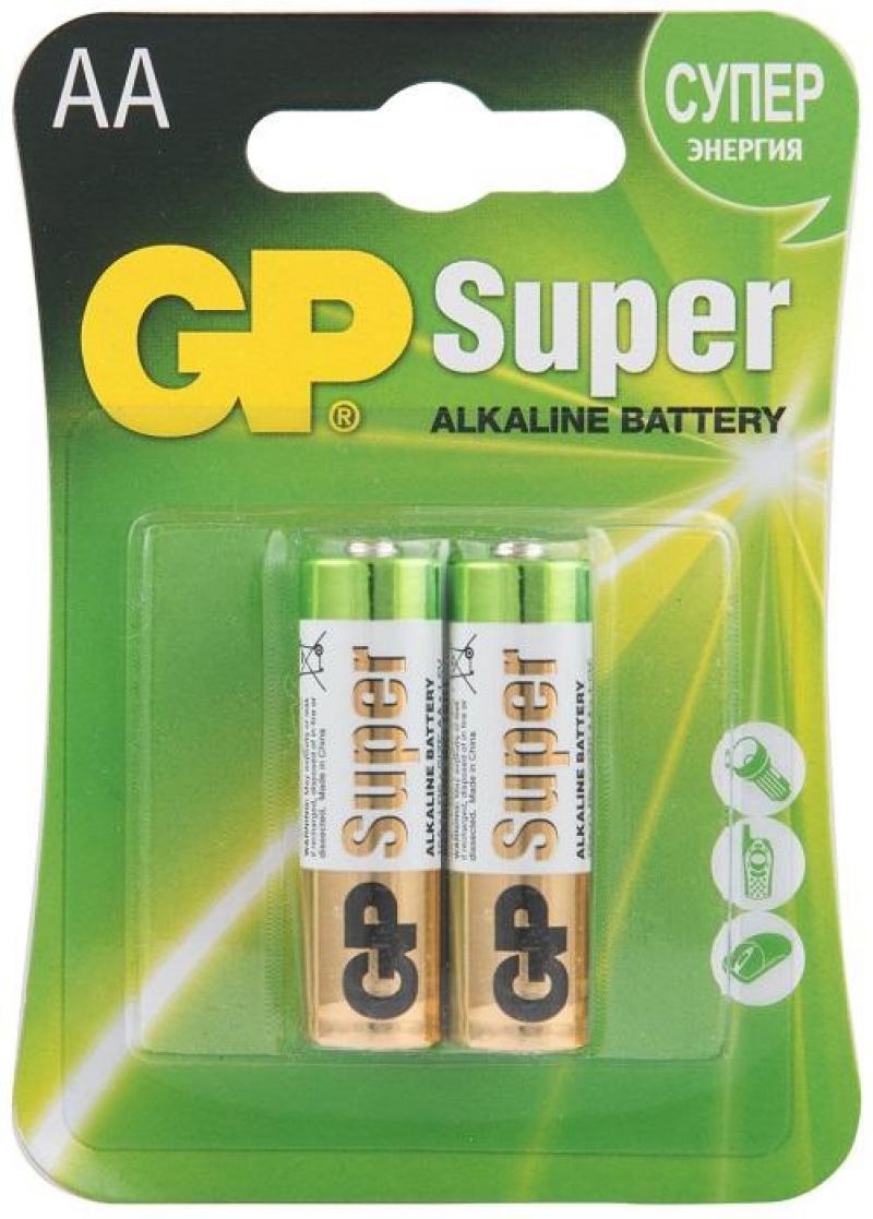 Алкална батерия GP SUPER LR6 AA, 2 бр. в опаковка, 1.5V, GP15Aна ниска цена с бърза доставка - BestPC.BG