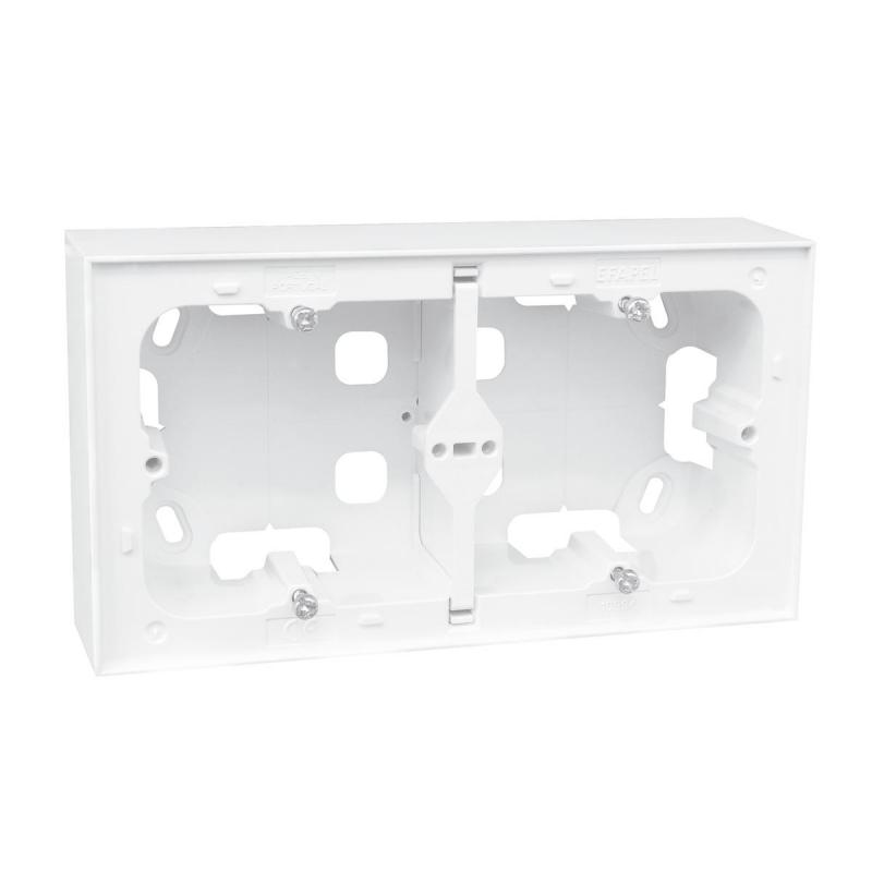Мрежов аксесоар Кутия за 2 модула повърхностен монтаж - за ключове, розетки, контактина ниска цена с бърза доставка - BestPC.BG