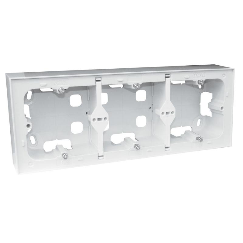 Мрежов аксесоар Кутия за 3 модула повърхностен монтаж - за ключове, розетки, контактина ниска цена с бърза доставка - BestPC.BG