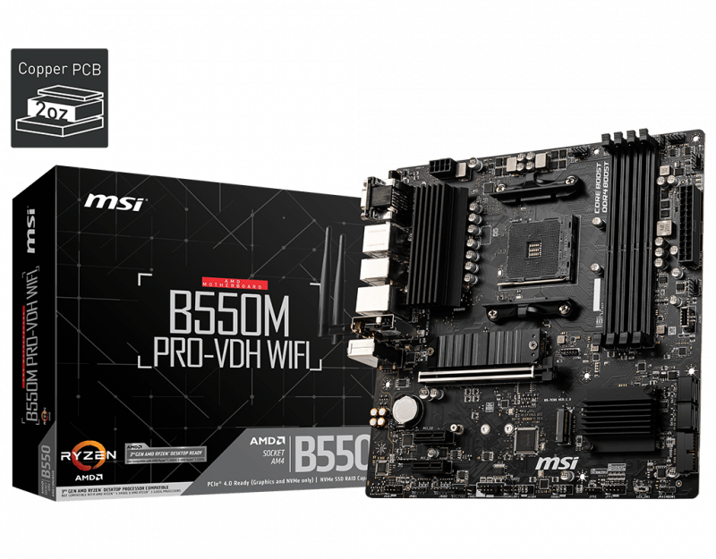 Дънна платка MSI B550M PRO-VDH WIFIна ниска цена с бърза доставка - BestPC.BG