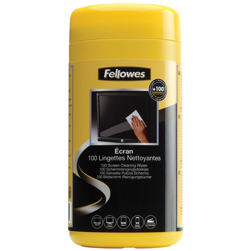 Почистващ продукт Fellowes Кърпи за почистване на екрани, 100 броя в тубана ниска цена с бърза доставка - BestPC.BG
