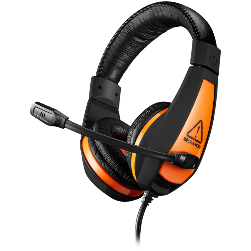 Слушалки CANYON CND-SGHS1A, Gaming headset 3.5mm jack with adjustable microphone, Черни/оранжевина ниска цена с бърза доставка - BestPC.BG