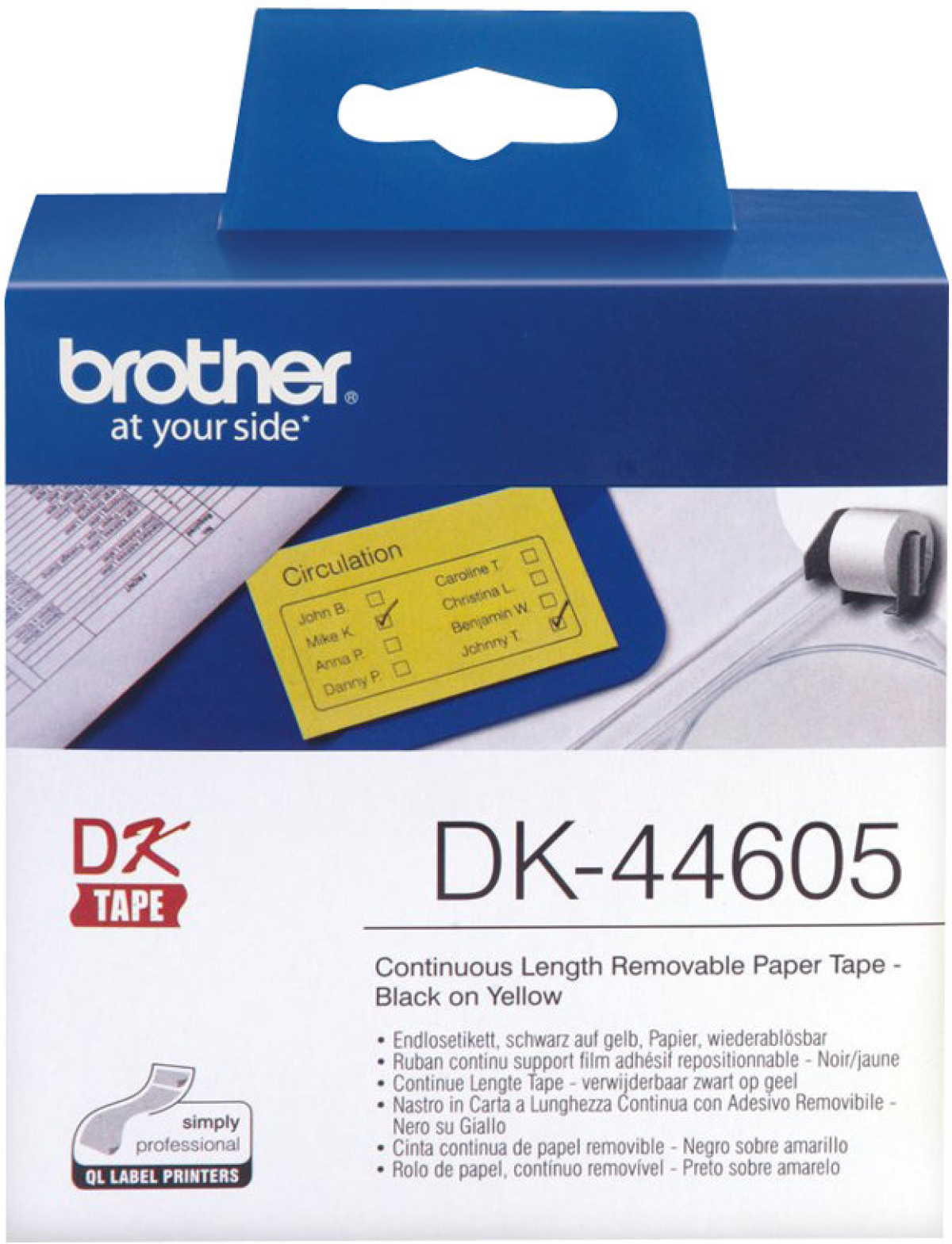 Касета за етикетен принтер BROTHER DK44605 Brother szalagcimke, nem tapad, 62mm, sargaна ниска цена с бърза доставка - BestPC.BG