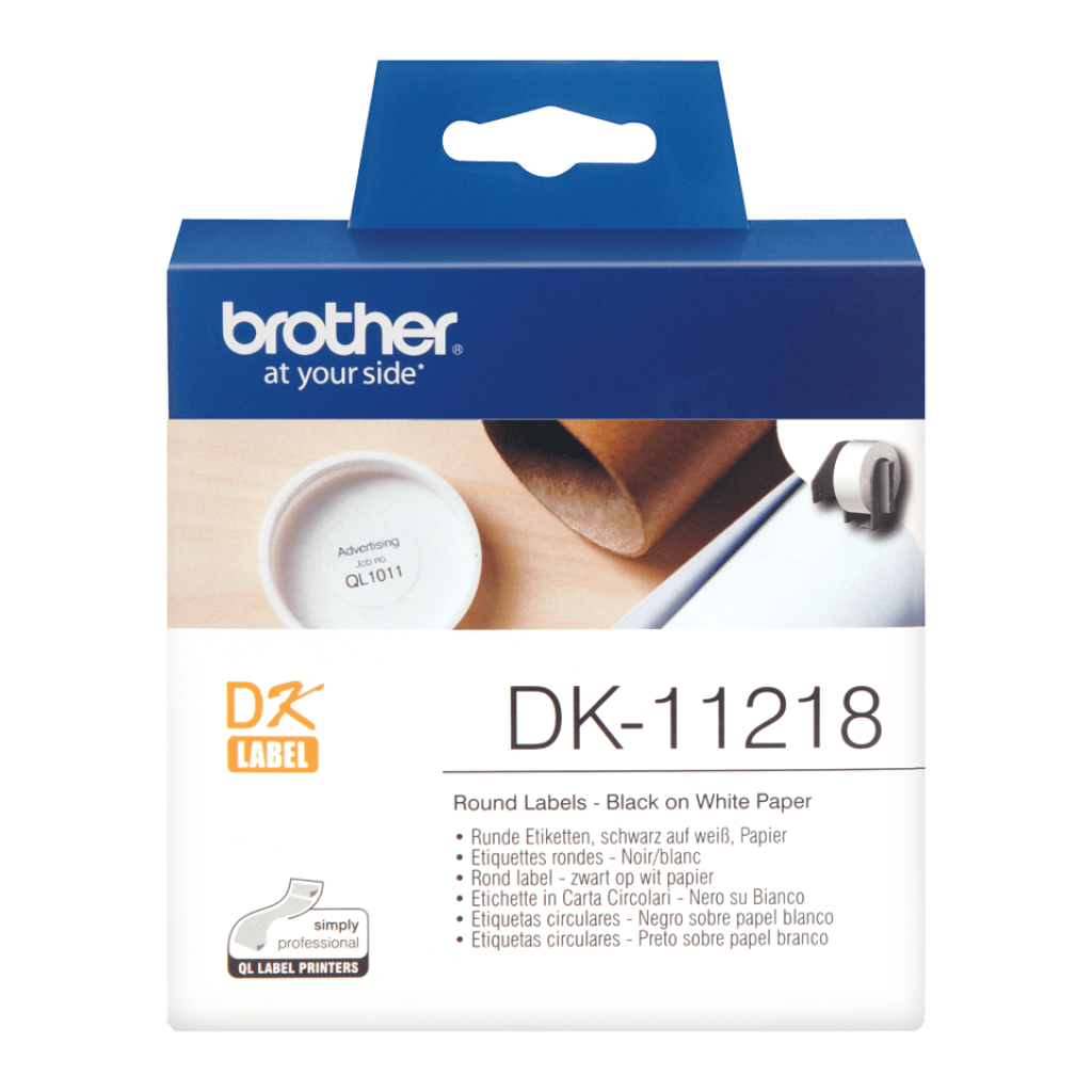 Касета за етикетен принтер BROTHER P-Touch DK-11218 die-cut round label 24x24mm 1000 labelsна ниска цена с бърза доставка - BestPC.BG