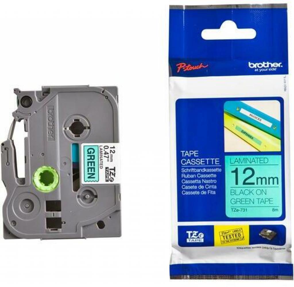 Аксесоар за принтер BROTHER P-Touch TZE-731 black on green 12mmна ниска цена с бърза доставка - BestPC.BG