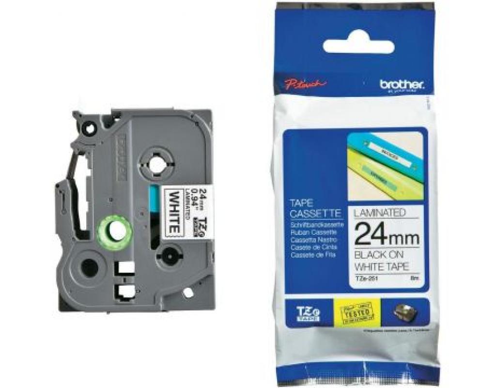 Аксесоар за принтер BROTHER TZE251 Tape laminate BLACK ON WHITE 24mmна ниска цена с бърза доставка - BestPC.BG