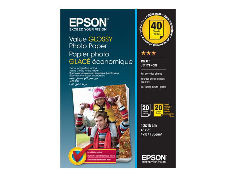 Хартия за принтер EPSON Value Glossy Photo Paper 10x15cm 20 sheetsна ниска цена с бърза доставка - BestPC.BG