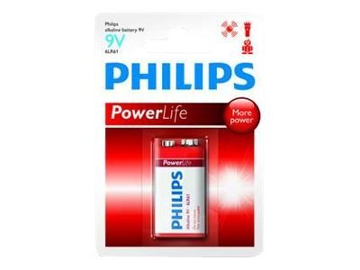 Батерия PHILIPS POWERLIFE 9V 1-BLISTERIна ниска цена с бърза доставка - BestPC.BG