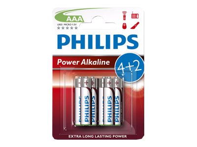 Батерия PHILIPS LR03P6BP-10 Batteries Power Alkaline AAA LR03 4+2 Pcs. Blisterна ниска цена с бърза доставка - BestPC.BG
