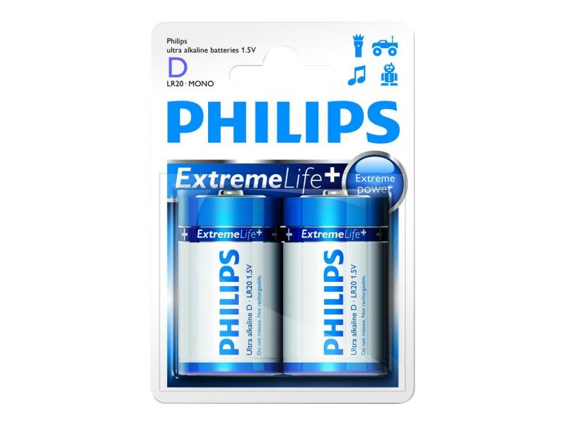 Батерия PHILIPS EXTREAMLIFE D PATTERI 2-KPLна ниска цена с бърза доставка - BestPC.BG