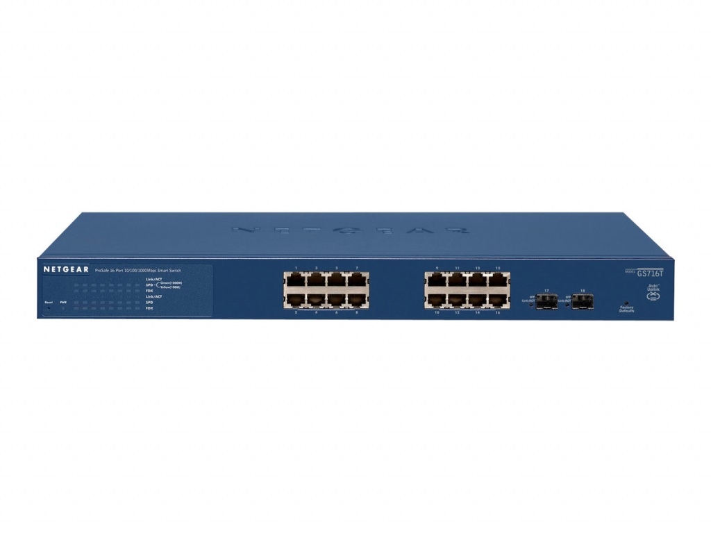 Комутатор/Суич NETGEAR ProSafe 16-Port Gigabit Smart Switch v3 with 2 x shared SFP - Rackmountна ниска цена с бърза доставка - BestPC.BG