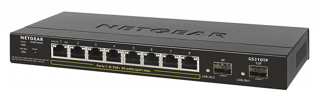 Комутатор/Суич NETGEAR S350 Series 8-port Gigabit PoE+ Ethernet Smart Managed Pro Switch 2 SFPна ниска цена с бърза доставка - BestPC.BG