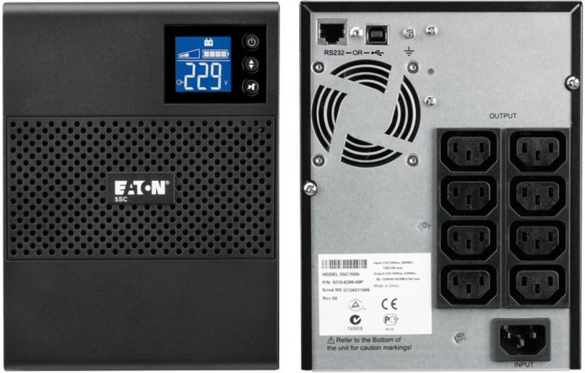 Непрекъсваемо захранване (UPS) Eaton 5SC 1500i, 1500VA /1050W, Line-Interactive, 8x IEC 320 C13, USB 2.0на ниска цена с бърза доставка - BestPC.BG