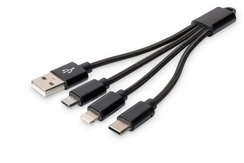 Кабел/адаптер ASSMANN DB-300160-002-S: DIGITUS, USB A към Lightning + Micro USB + Type-Cна ниска цена с бърза доставка - BestPC.BG