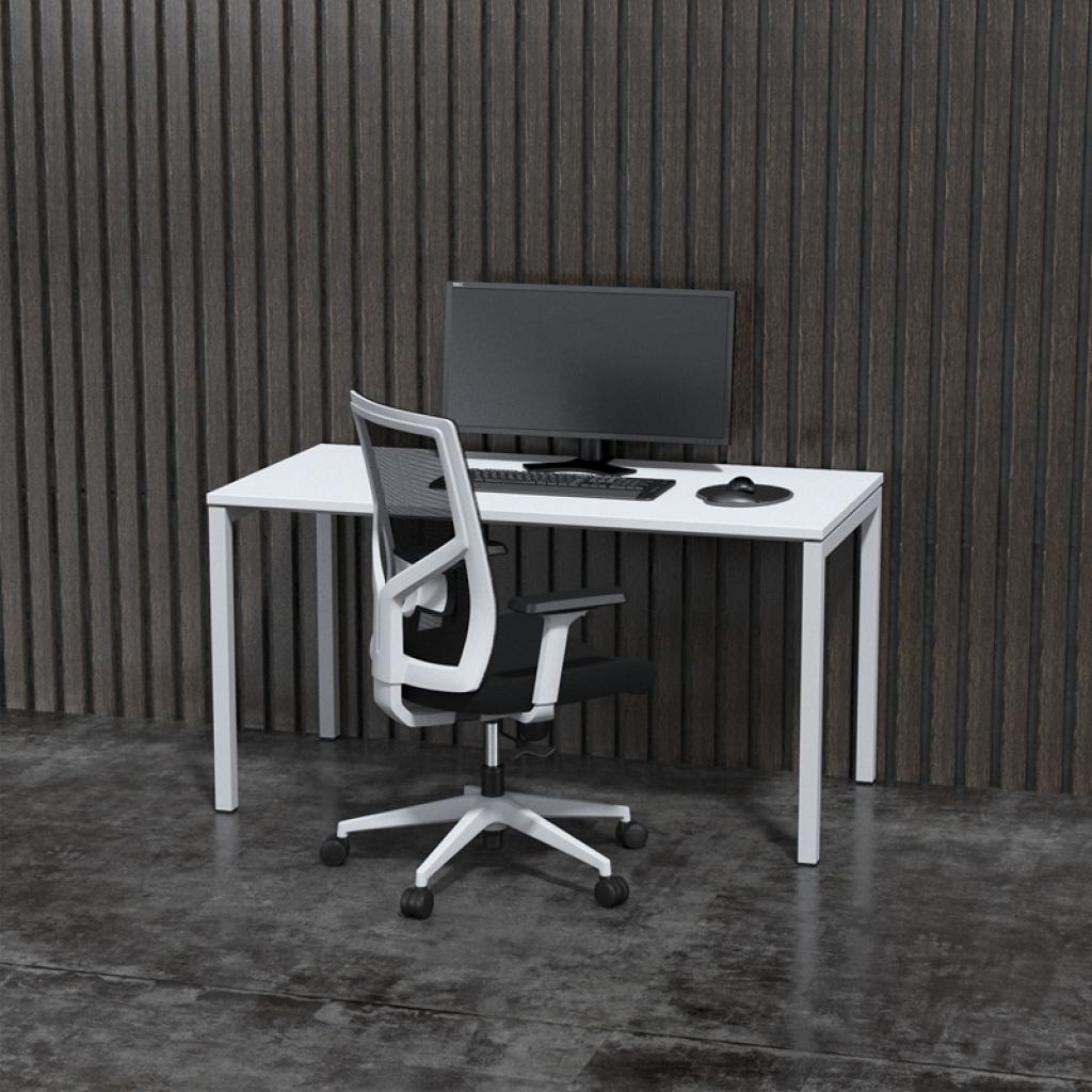 Бюро Работно Narbutas Nova U, бял меламин, бял метал, крак тип U, 1400x700x740 mmна ниска цена с бърза доставка - BestPC.BG