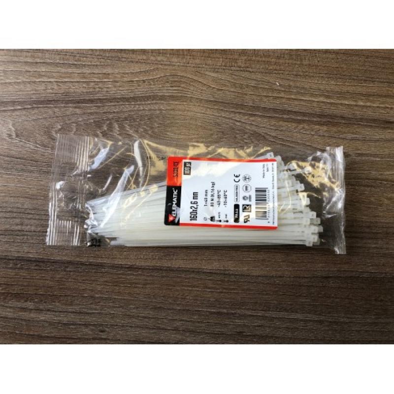 Продукт Кабелни връзки 160х2.6 /100бр/ ELEMATIC БЕЛИна ниска цена с бърза доставка - BestPC.BG