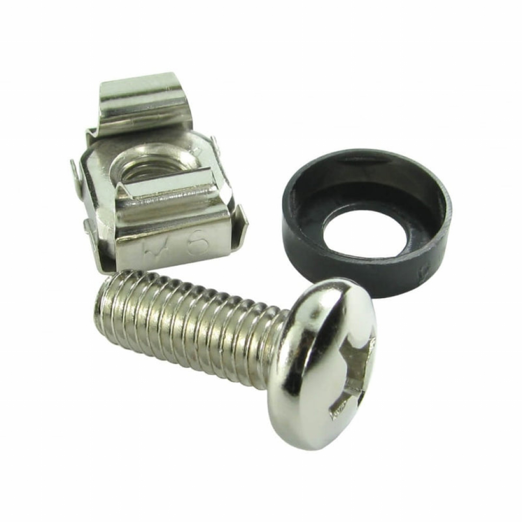 Аксесоар за шкаф Комплект крепежи за комуникационен шкаф. Болт, гайка(държач) и шайбана ниска цена с бърза доставка - BestPC.BG